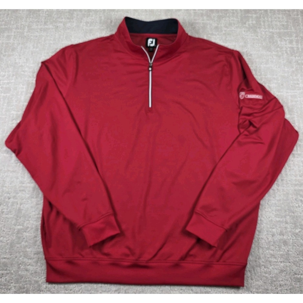 FootJoy Red 1/4 Zip Golf Pullover Performance Stretch Mens XL Creekmoor GC *Flaw